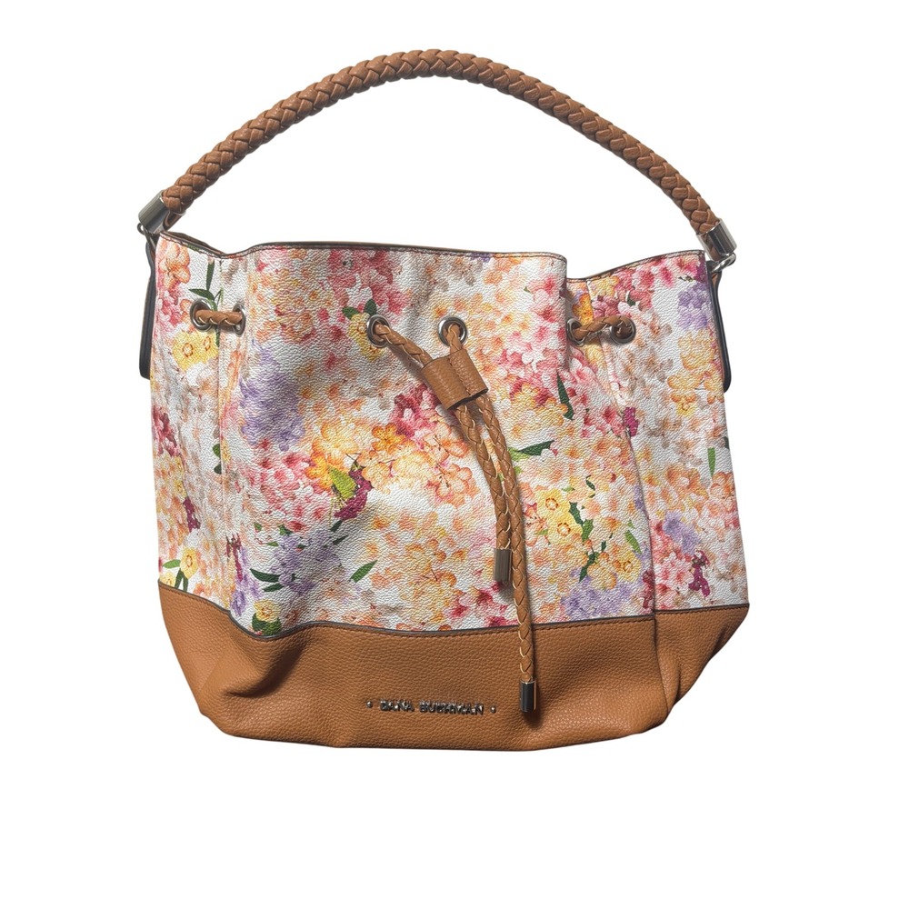 Dana Buchman Floral Braided Drawstring Bucket Handle Purse Shoulder Bag Women OS